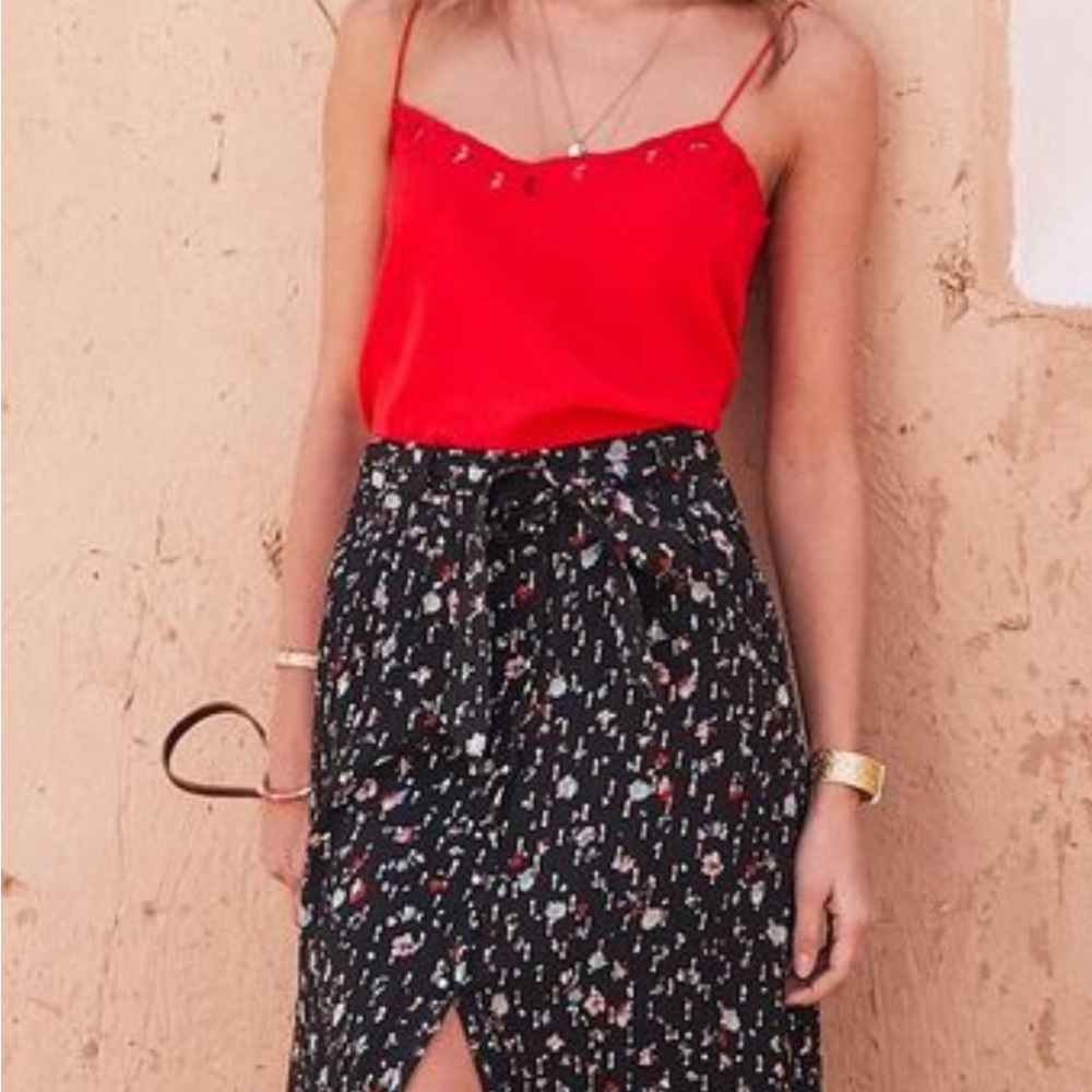 Sezane Black Silk Skirt